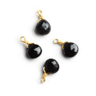 6mm Black Onyx Wire - Wrapped Heart Pendants 4 beads - The Bead Traders