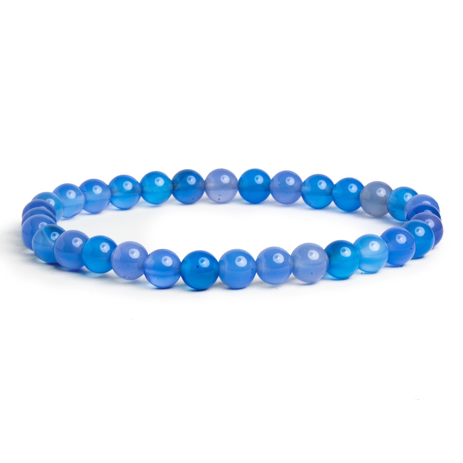 6mm Blue Chalcedony Plain Rounds 7.5 inch Stretch Bracelet 30 beads - The Bead Traders