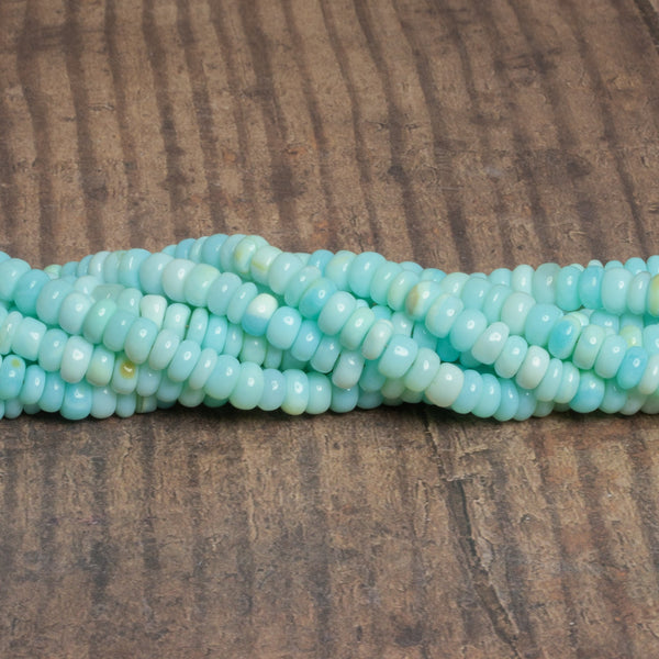 6mm Blue Opal Plain Rondelles 16 inch 110 beads