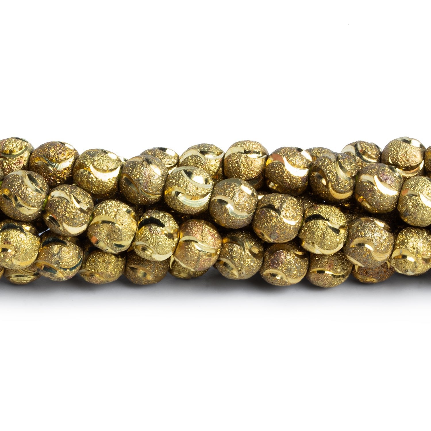 6mm Brass Ellipse Cut Stardust Rounds 8 inch 37 beads - The Bead Traders
