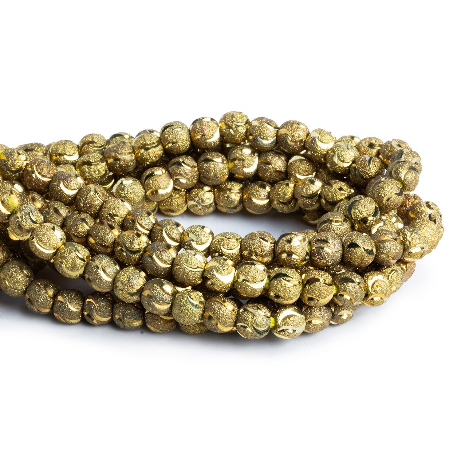 6mm Brass Ellipse Cut Stardust Rounds 8 inch 37 beads - The Bead Traders