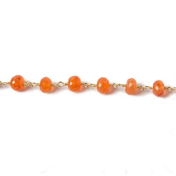 6mm Carnelian Rondelle Gold Chain 30 beads - The Bead Traders