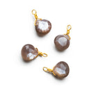 6mm Chocolate Moonstone Wire - Wrapped Heart Pendants 4 beads - The Bead Traders