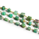 6mm Chrysoprase Cube Gold Chain - Lot of 11 Feet - The Bead Traders