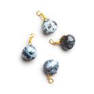 6mm Dendritic Opal Wire - Wrapped Heart Pendants 4 beads - The Bead Traders