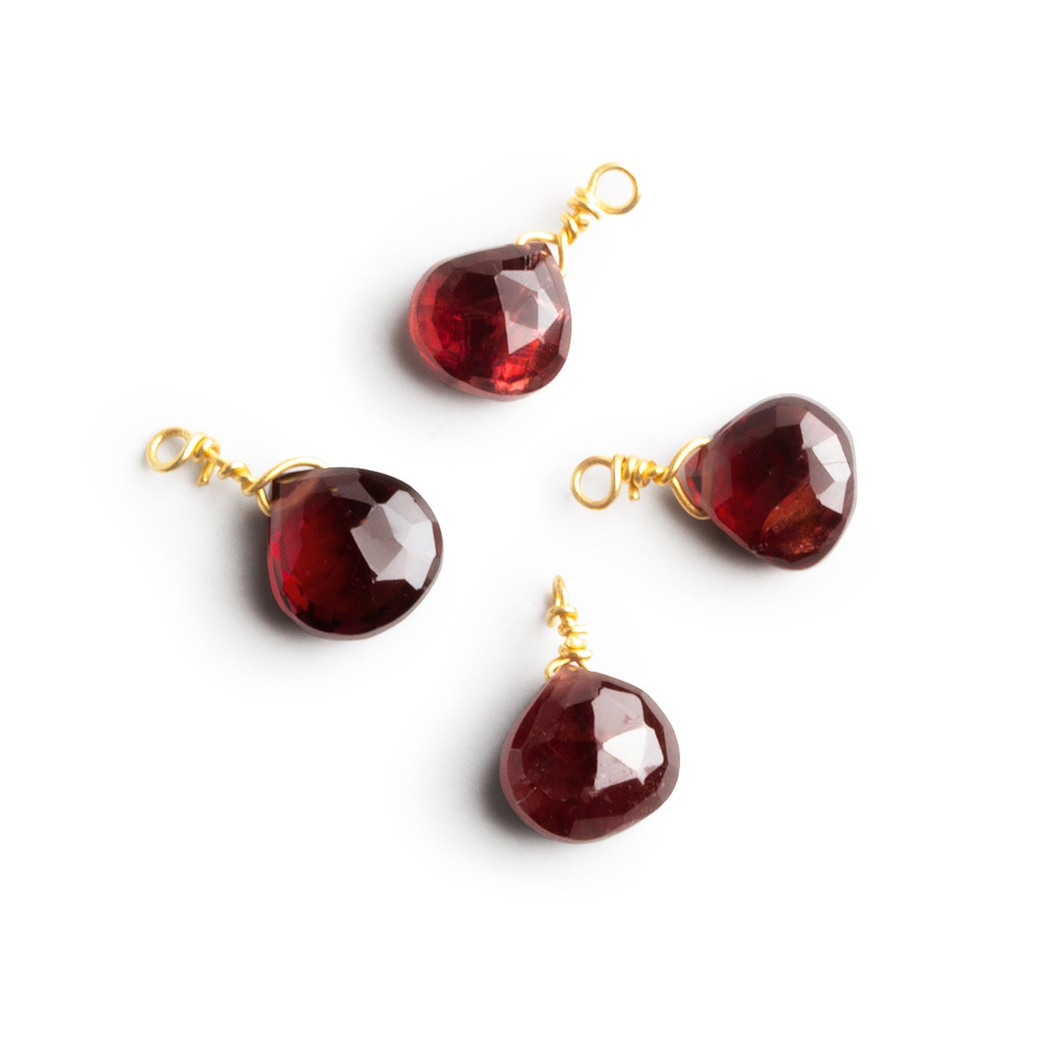 6mm Garnet Wire - Wrapped Heart Pendants 4 beads - The Bead Traders
