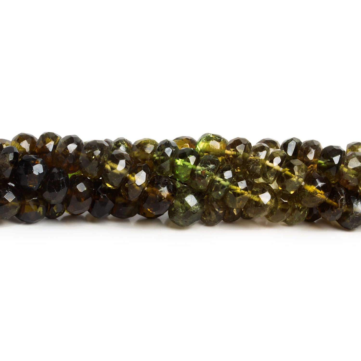 6mm Green Tourmaline Faceted Rondelles 15 inch 100 beads - The Bead Traders