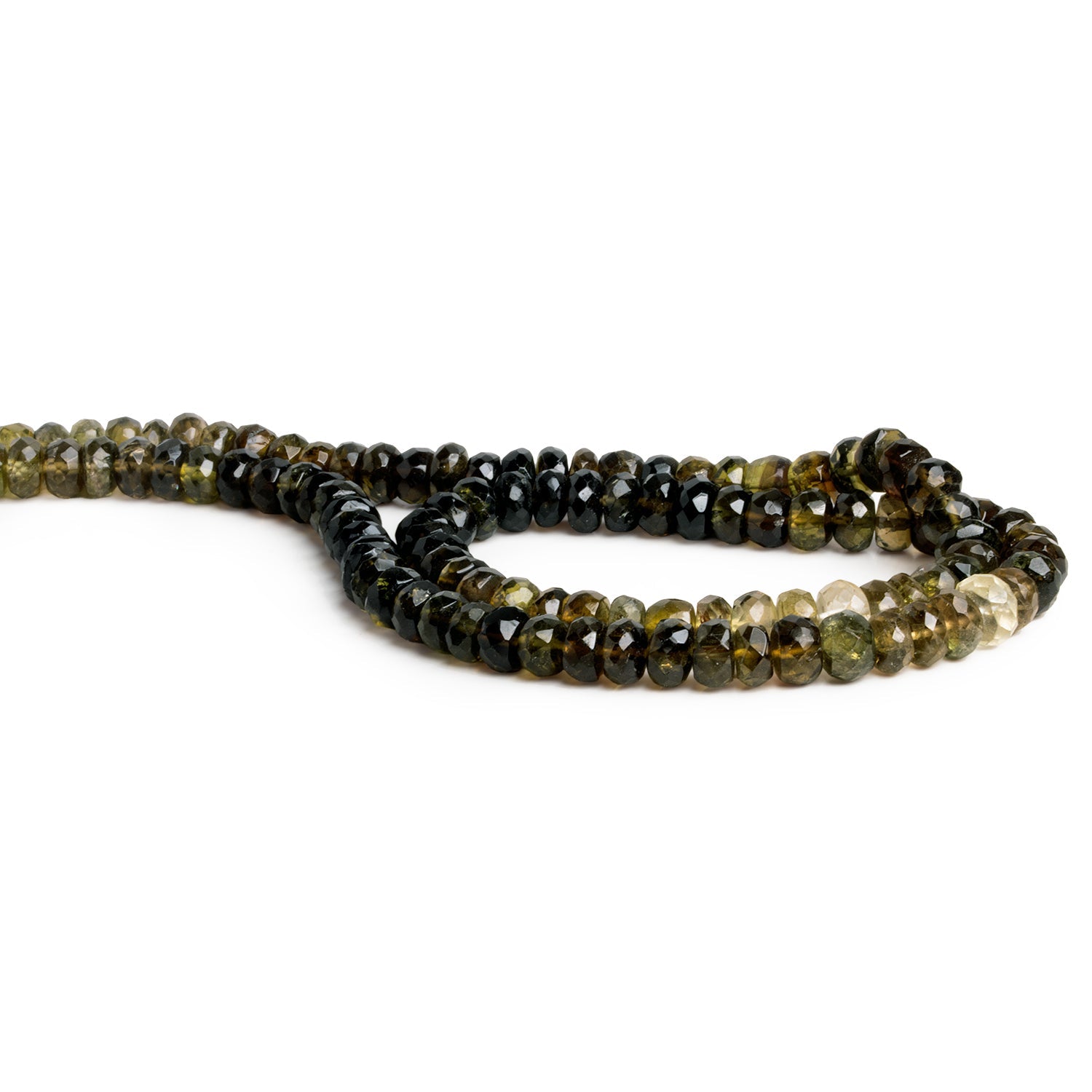 6mm Green Tourmaline Faceted Rondelles 15 inch 100 beads - The Bead Traders