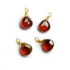 6mm Hessonite Garnet Wire - Wrapped Heart Pendants 4 beads - The Bead Traders