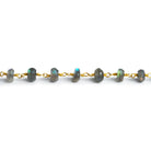6mm Labradorite Faceted Rondelle Gold Chain 31 beads - The Bead Traders