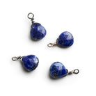 6mm Lapis Lazuli Wire - Wrapped Heart Pendants 4 beads - The Bead Traders