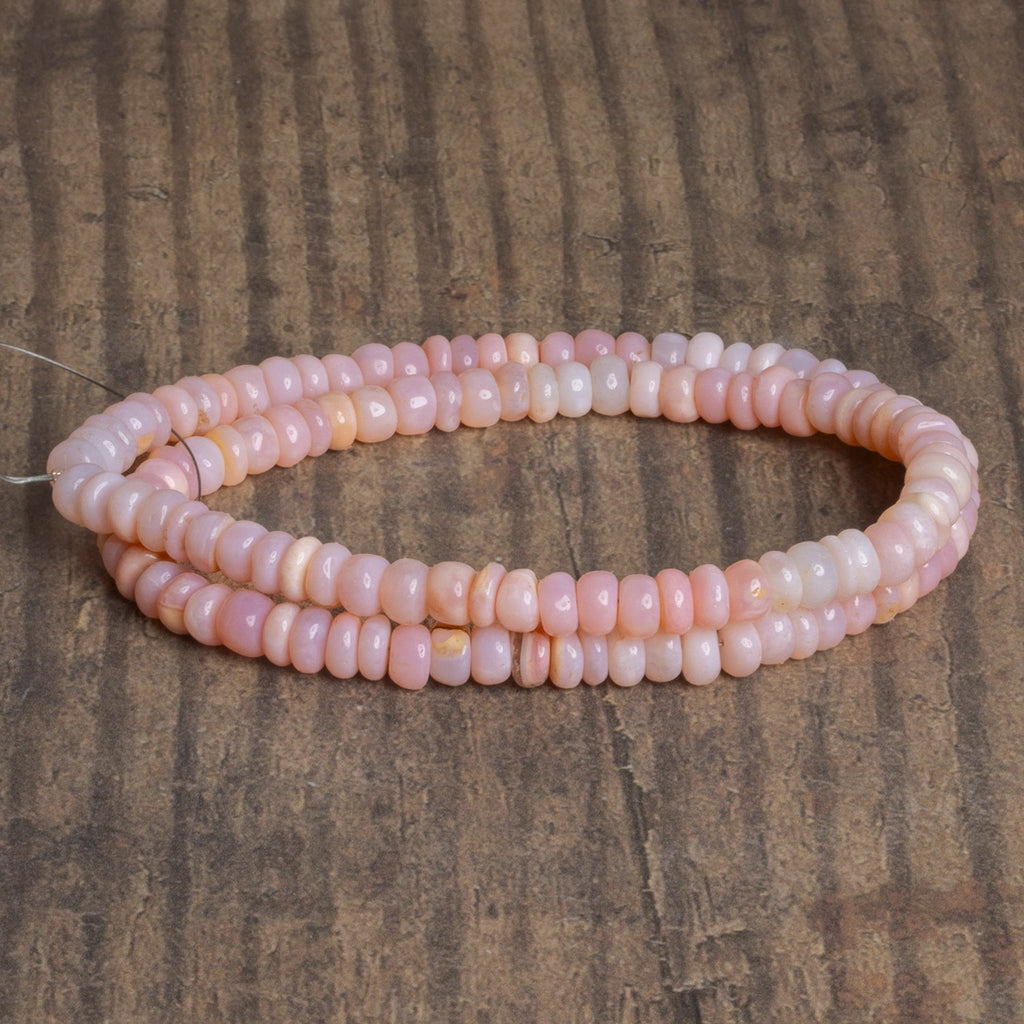 6mm Light Pink Opal Plain Rondelles 16 inch 120 beads - The Bead Traders
