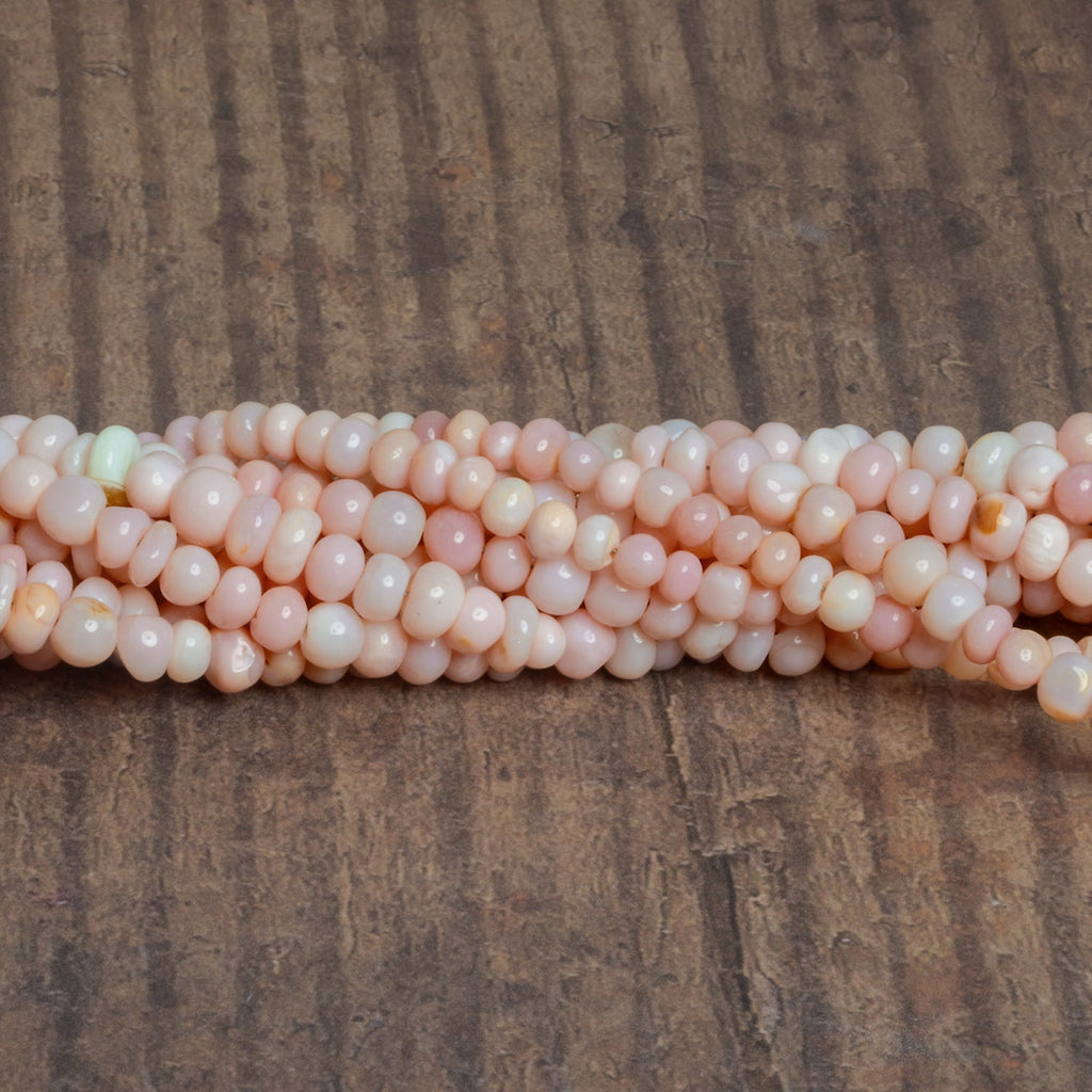 6mm Light Pink Opal Plain Rondelles 16 inch 90 beads - The Bead Traders