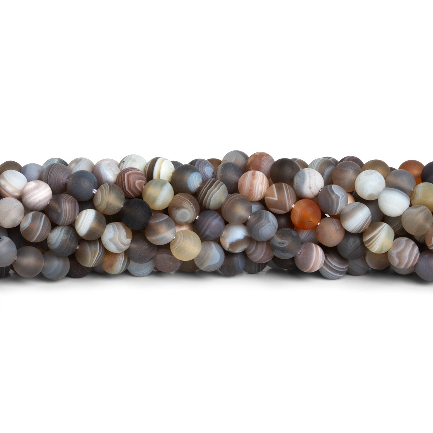 6mm Matte Botswana Agate Plain Rounds 14 inch 65 beads - The Bead Traders