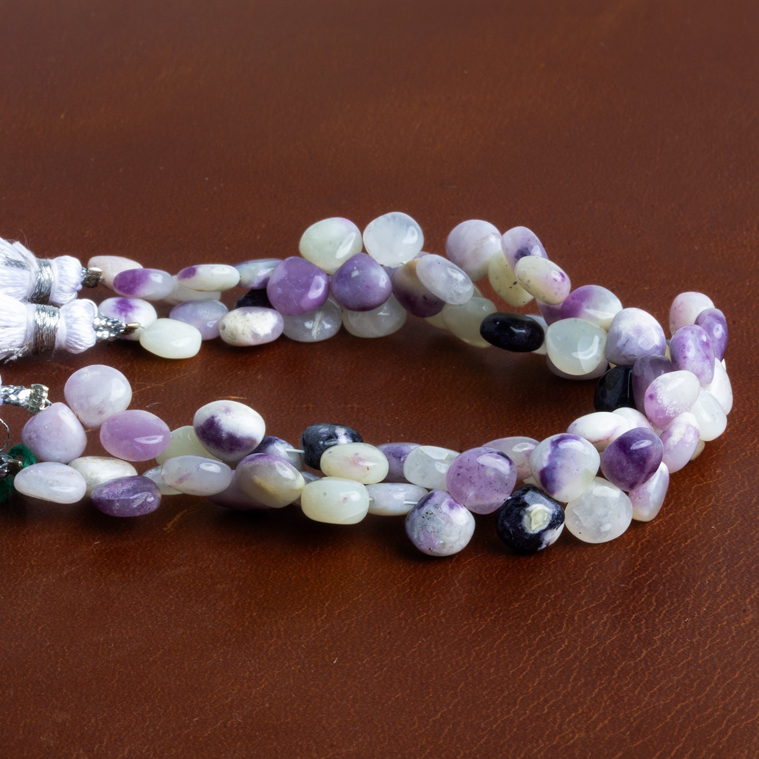 6mm Mexican Morado Opal Plain Hearts 6 inch 39 beads - The Bead Traders