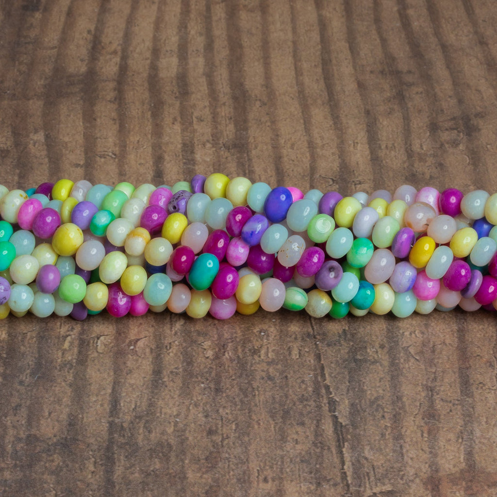 6mm Multi Color Opal Plain Rondelles 16 inch 90 beads - The Bead Traders
