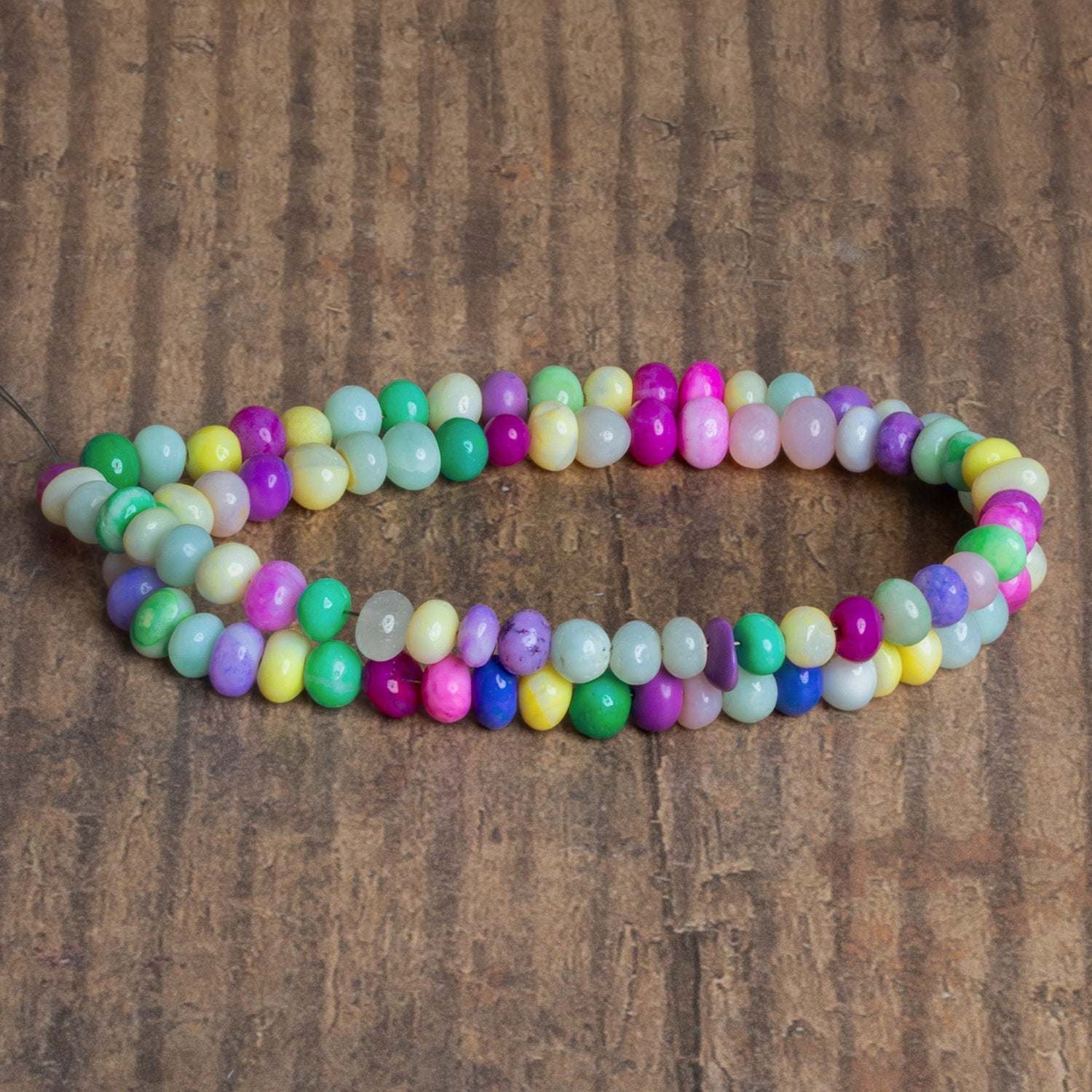 6mm Multi Color Opal Plain Rondelles 16 inch 90 beads - The Bead Traders