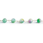 6mm Multi Jade Plain Round Silver Chain 26 beads - The Bead Traders