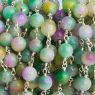 6mm Multi Jade Plain Round Silver Chain 26 beads - The Bead Traders