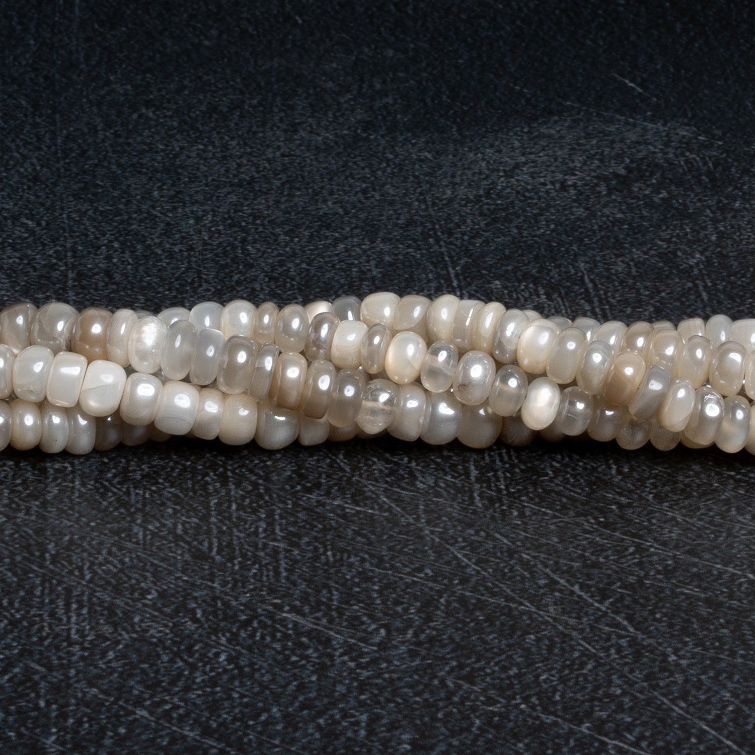 6mm Mystic Moonstone Plain Rondelles 8 inch 45 beads - The Bead Traders