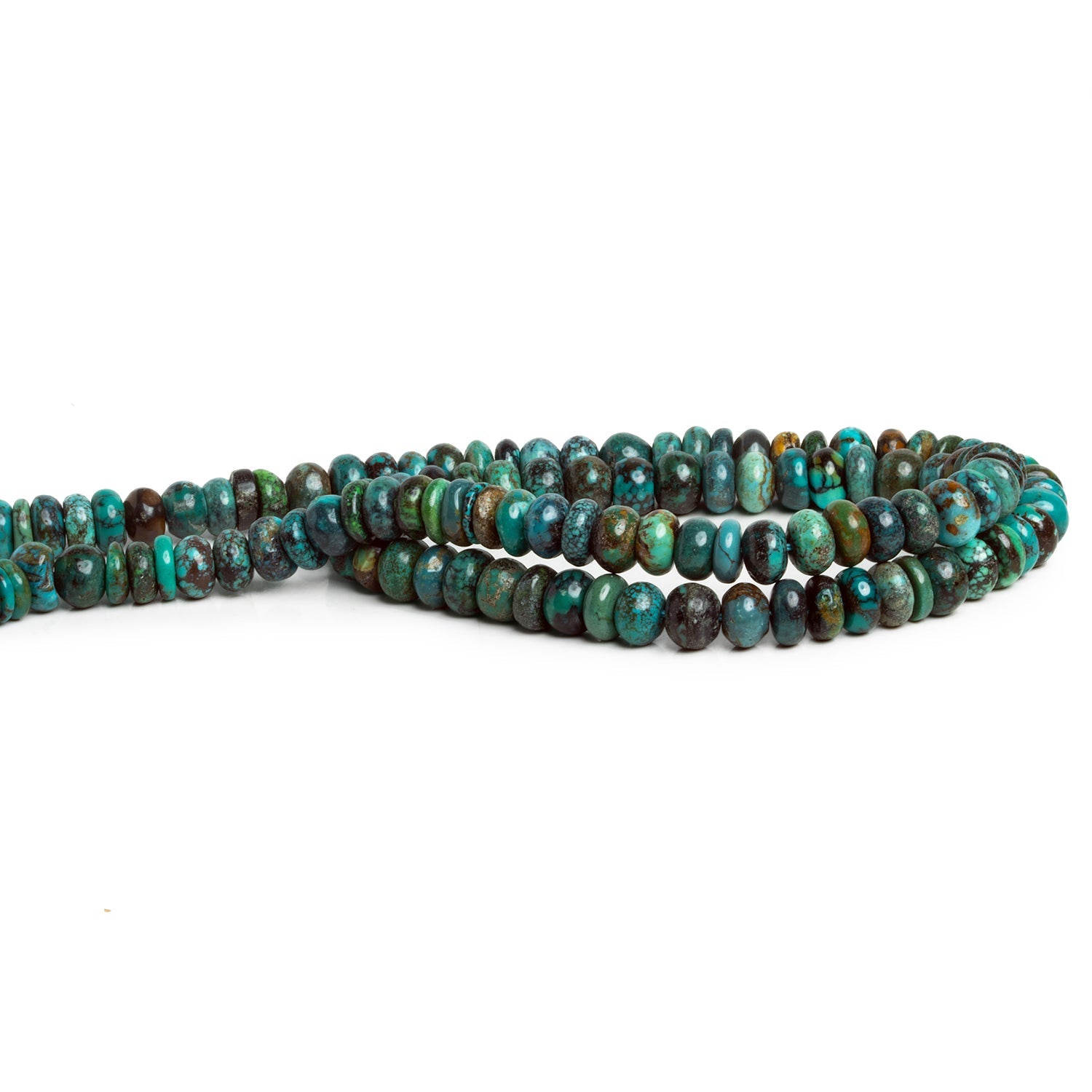 6mm Natural Hubei Turquoise Rondelles 1mm Large Drill Hole 16 inch 110 beads - The Bead Traders