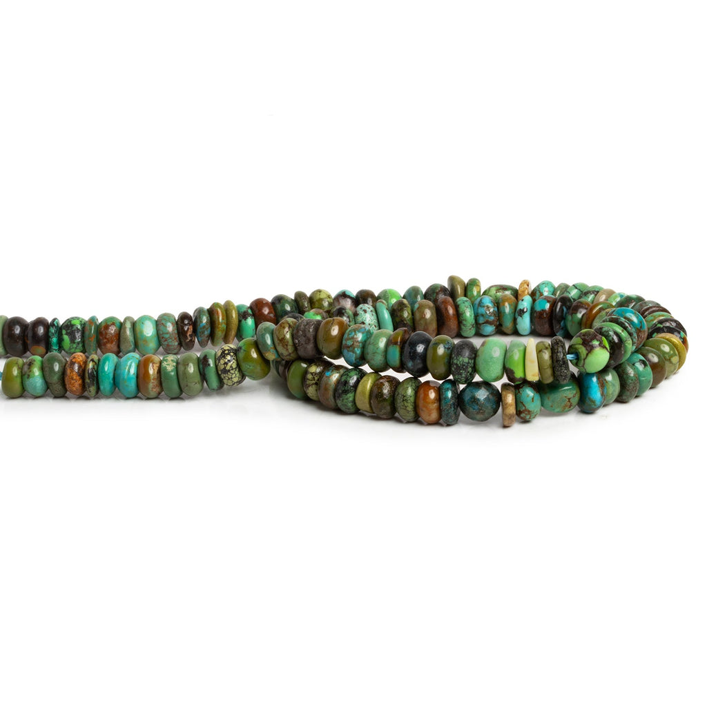 6mm Natural Hubei Turquoise Rondelles 1mm Large Drill Hole 16 inch 115 beads - The Bead Traders