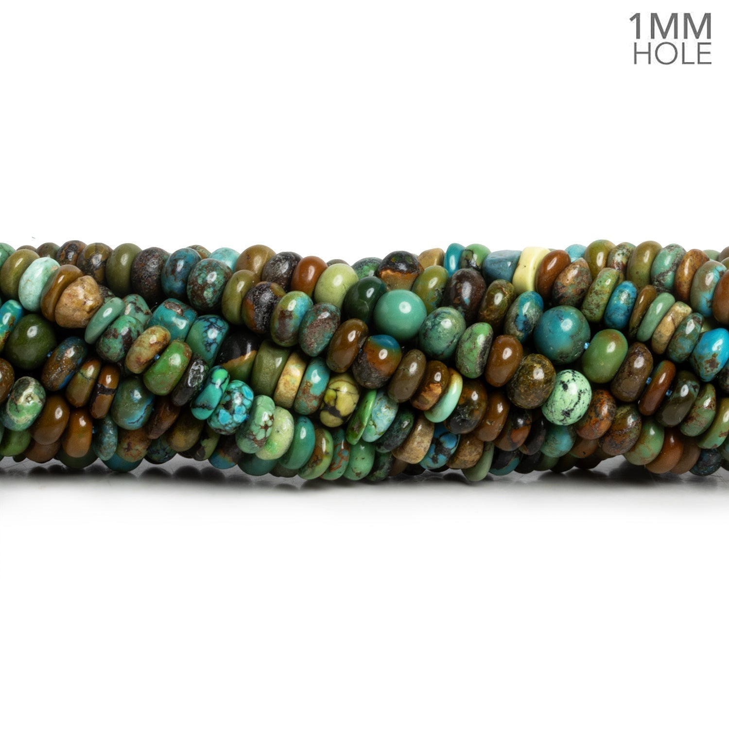 6mm Natural Hubei Turquoise Rondelles 1mm Large Drill Hole 16 inch 115 beads - The Bead Traders
