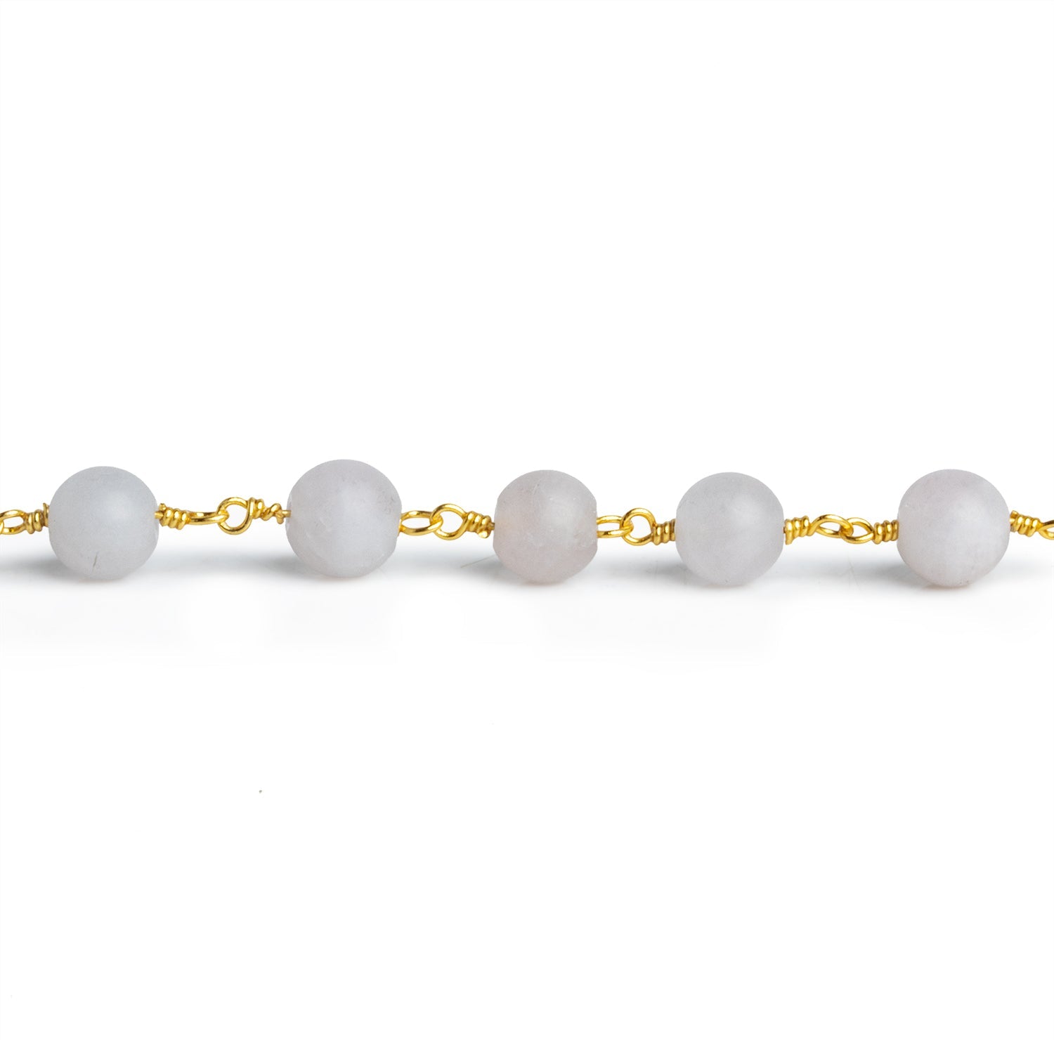 6mm Pale Amethyst Round Gold Chain 25 beads - The Bead Traders