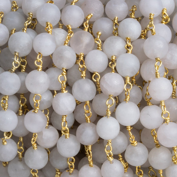 6mm Pale Amethyst Round Gold Chain 25 beads