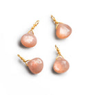 6mm Peach Moonstone Wire - Wrapped Heart Pendants 4 beads - The Bead Traders