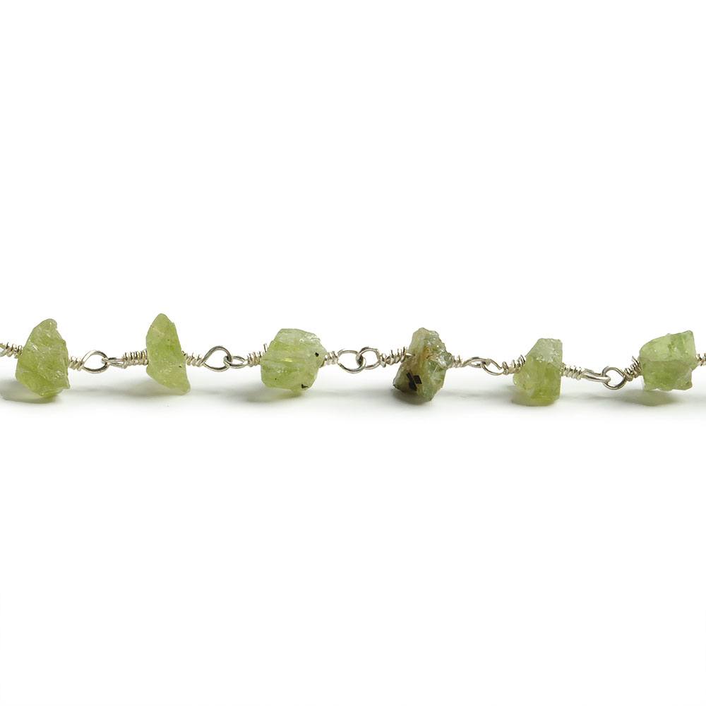 6mm Peridot Chip Silver Chain 35 beads - The Bead Traders