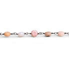 6mm Pink Peruvian Opal Coin Black Chain 24 beads - The Bead Traders