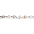 6mm Pink Peruvian Opal Plain Rondelle Black Gold Chain 28 beads - The Bead Traders
