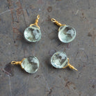 6mm Prasiolite Wire - Wrapped Heart Pendants 4 beads - The Bead Traders