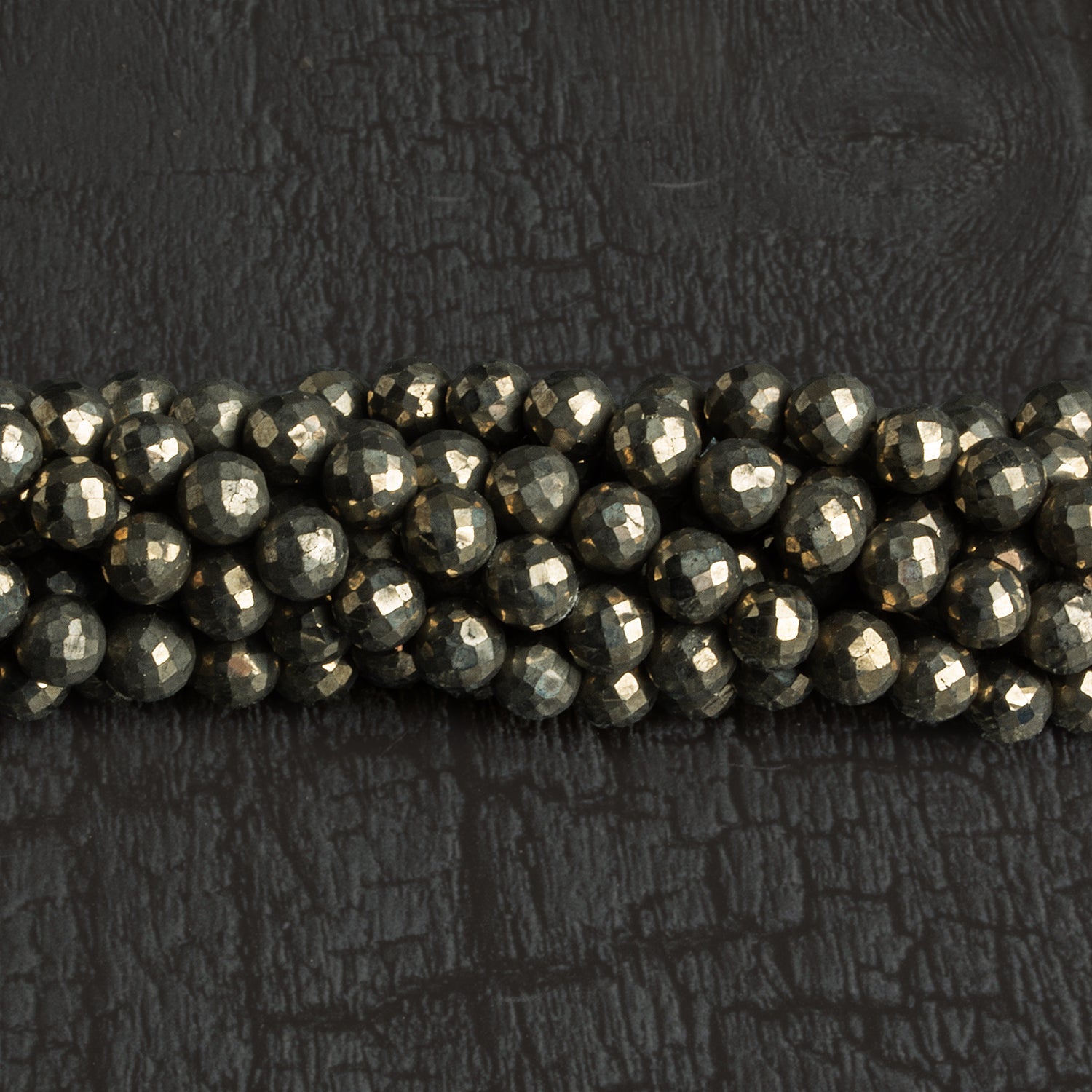 6mm Pyrite Faceted Rounds 12 inch 56 beads - The Bead Traders