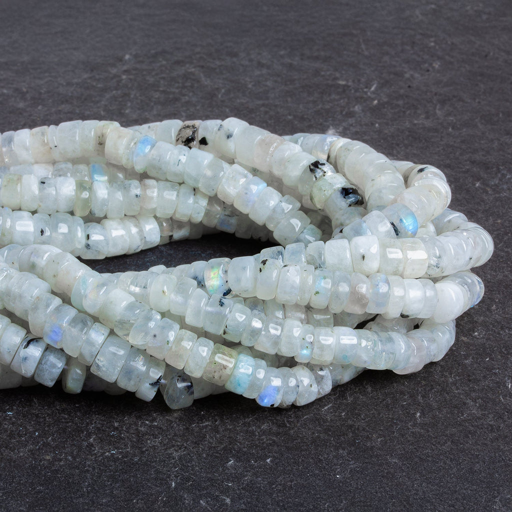 6mm Rainbow Moonstone Plain Heishis 12 inch 95 beads - The Bead Traders