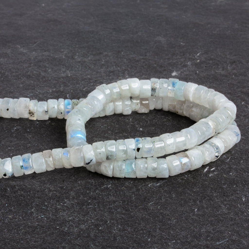 6mm Rainbow Moonstone Plain Heishis 12 inch 95 beads - The Bead Traders