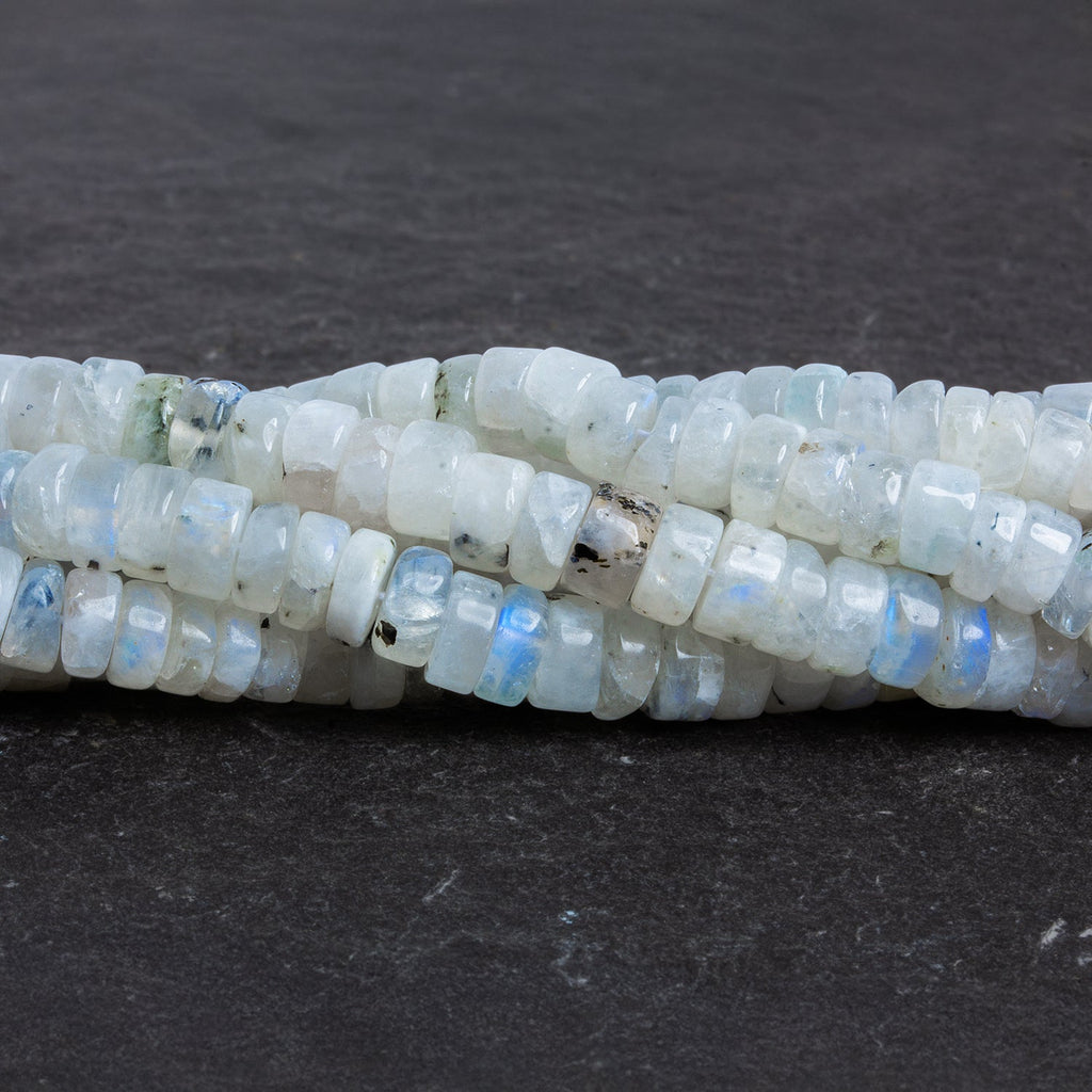 6mm Rainbow Moonstone Plain Heishis 12 inch 95 beads - The Bead Traders