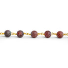 6mm Red Cracked Agate Round Gold Chain 27 Beads - The Bead Traders