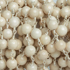 6mm River Stone Jasper Rounds Silver Chain 25 beads - The Bead Traders