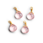 6mm Rose Quartz Wire - Wrapped Heart Pendants 4 beads - The Bead Traders