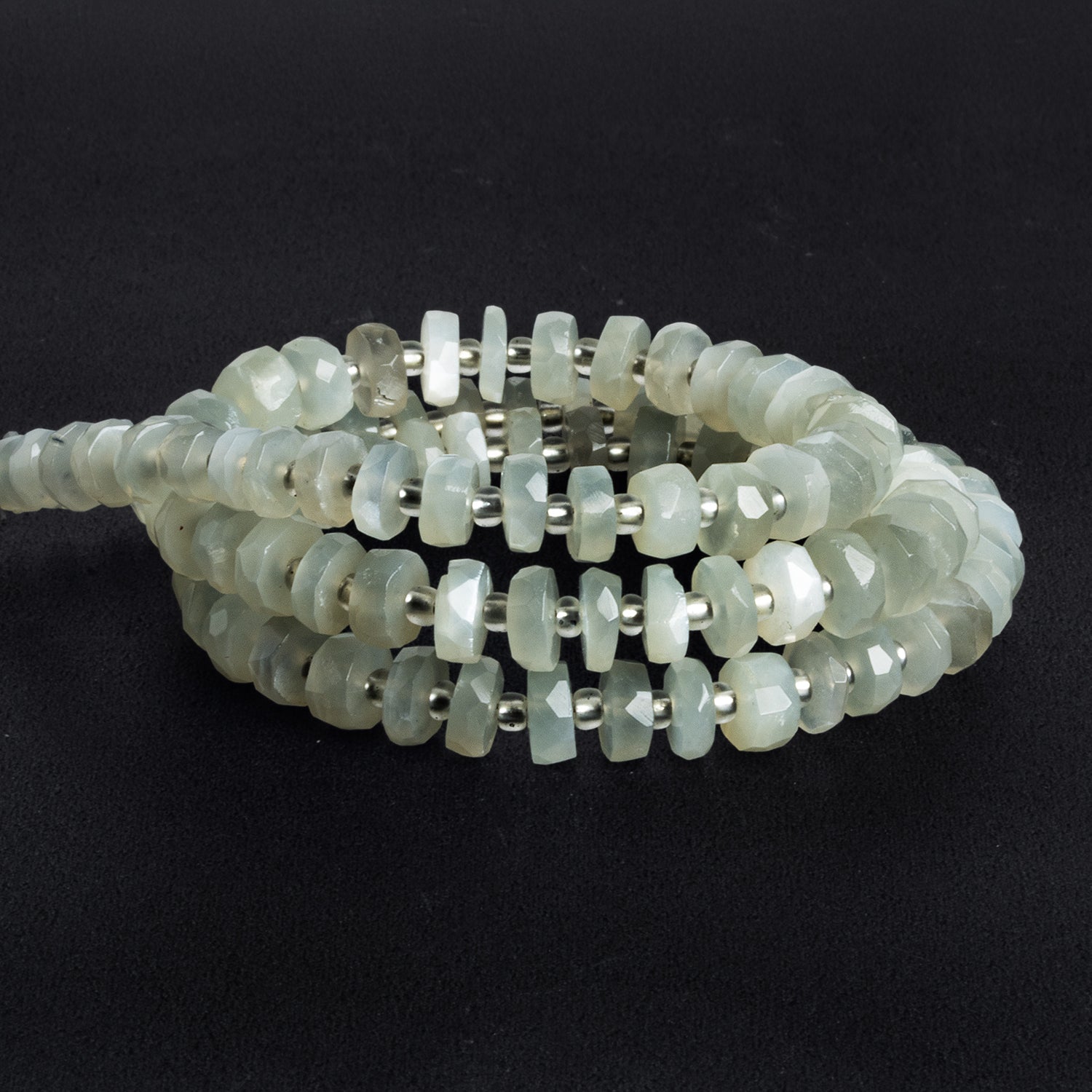 6mm Sage Ceylon Moonstone Faceted Heishis 15 inch 100 beads - The Bead Traders
