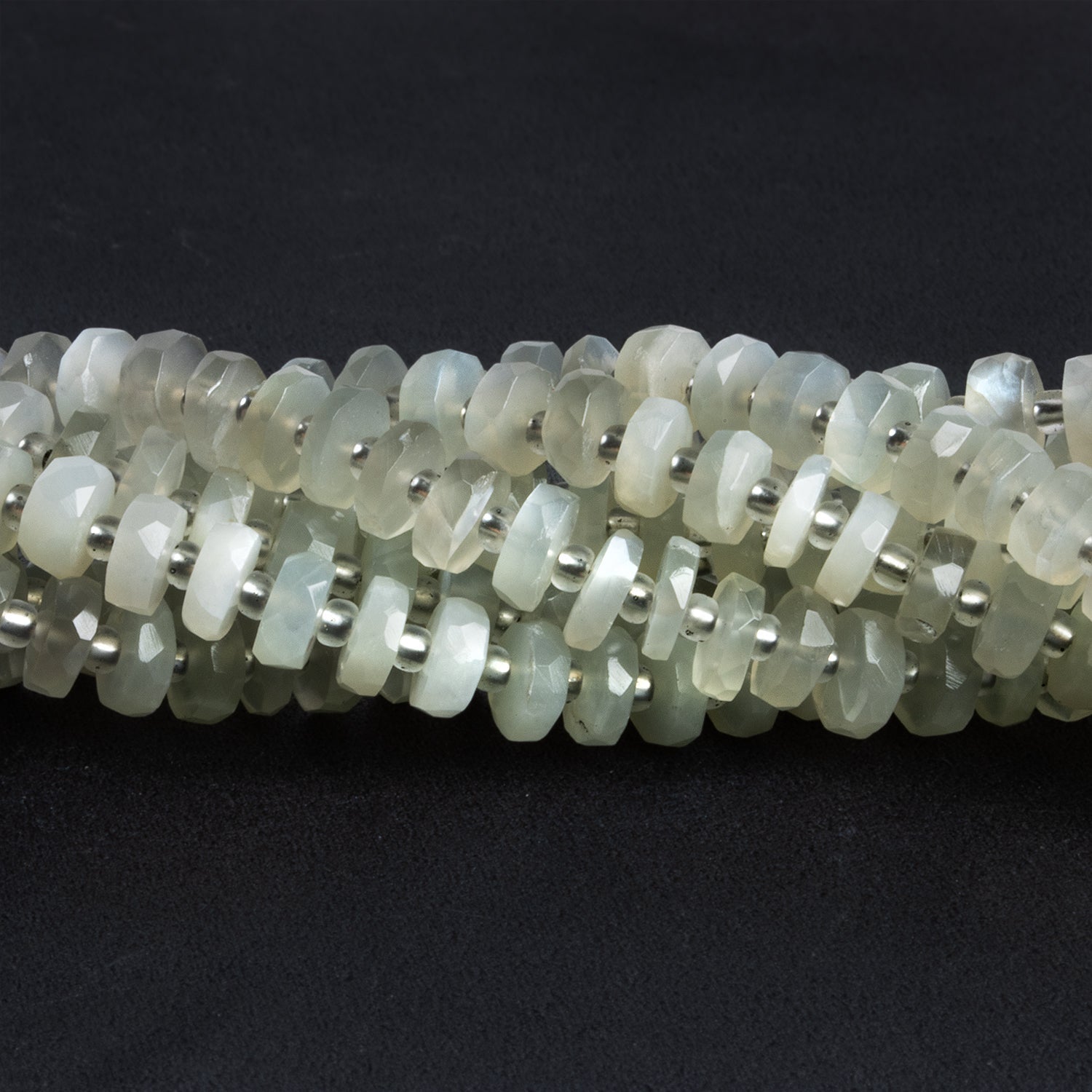 6mm Sage Ceylon Moonstone Faceted Heishis 15 inch 100 beads - The Bead Traders