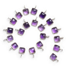 6mm Silver Bezeled Amethyst Cushion Pendant 1 Bead - The Bead Traders
