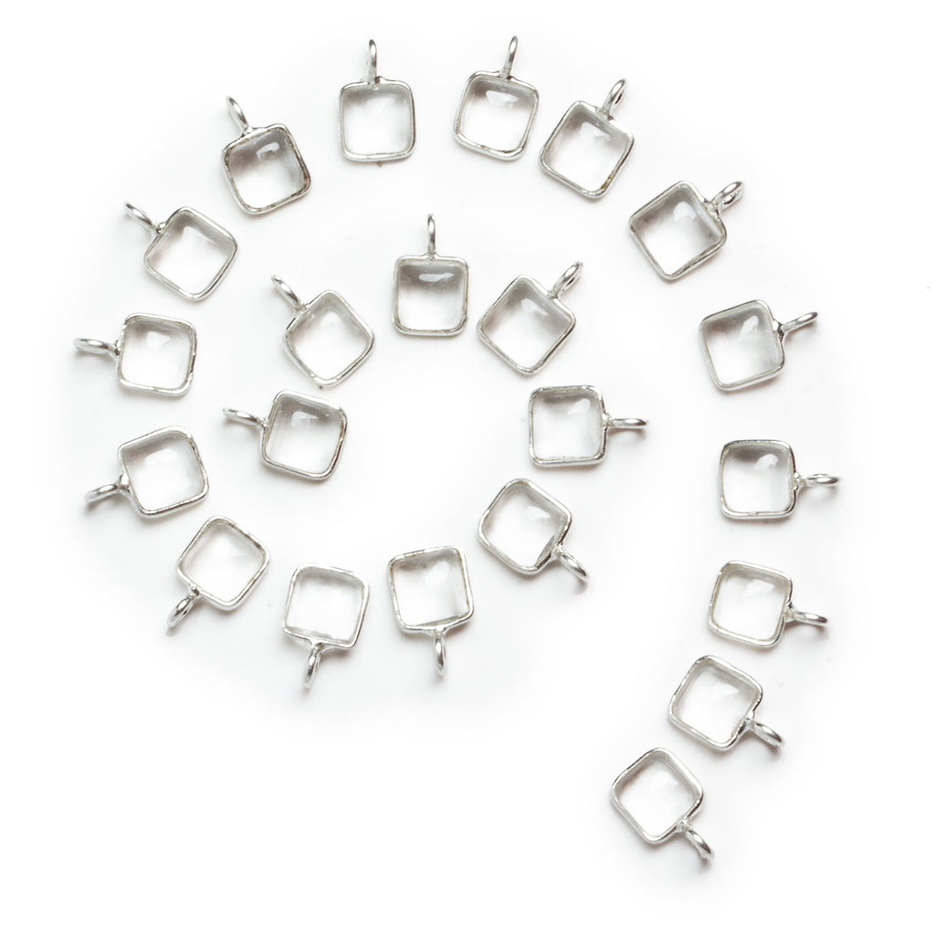 6mm Silver Bezeled Crystal Quartz Cushion Pendant 1 Bead - The Bead Traders