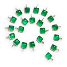 6mm Silver Bezeled Green Onyx Cushion Pendant 1 Bead - The Bead Traders