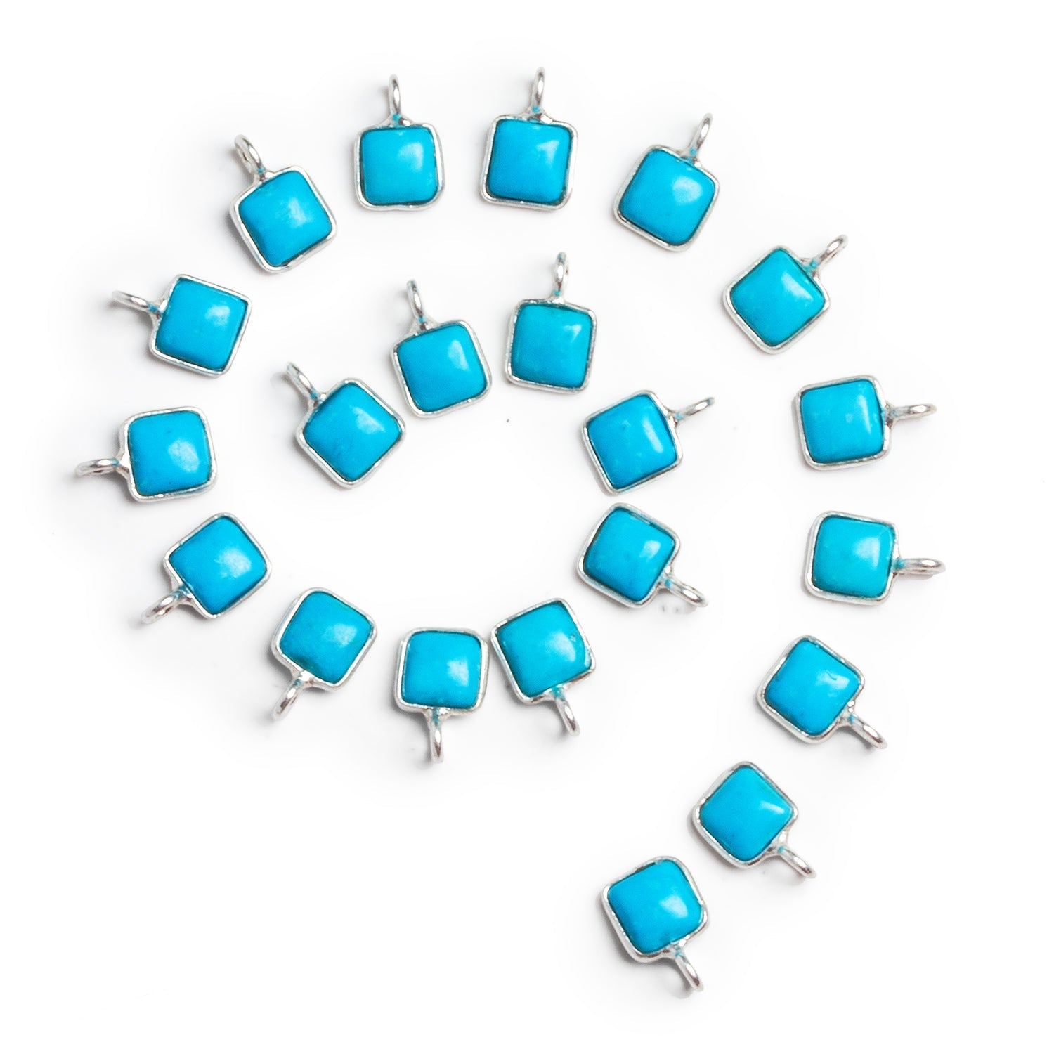 6mm Silver Bezeled Howlite Cushion Pendant 1 Bead - The Bead Traders