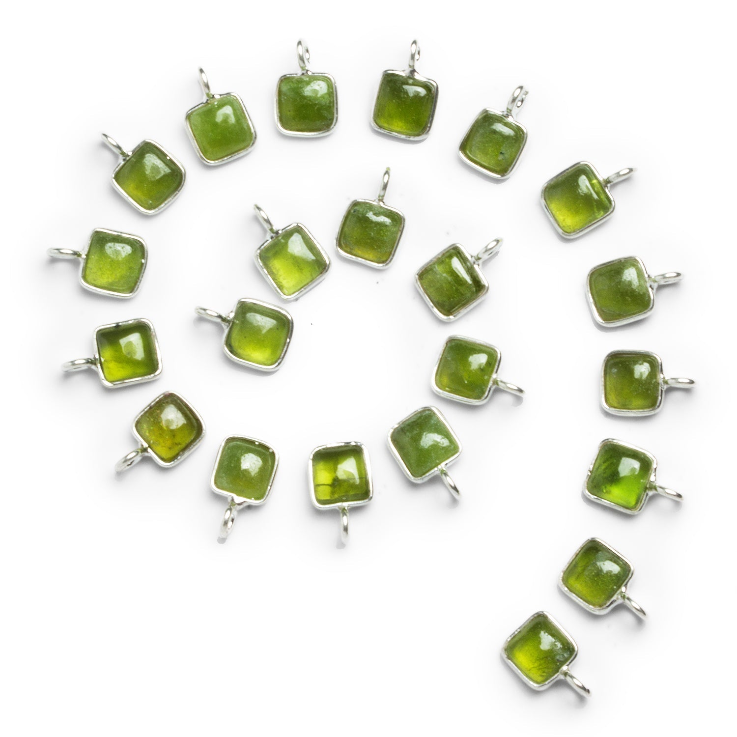 6mm Silver Bezeled Idocrase Cushion Pendant 1 Bead - The Bead Traders