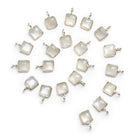 6mm Silver Bezeled Moonstone Cushion Pendant 1 Bead - The Bead Traders