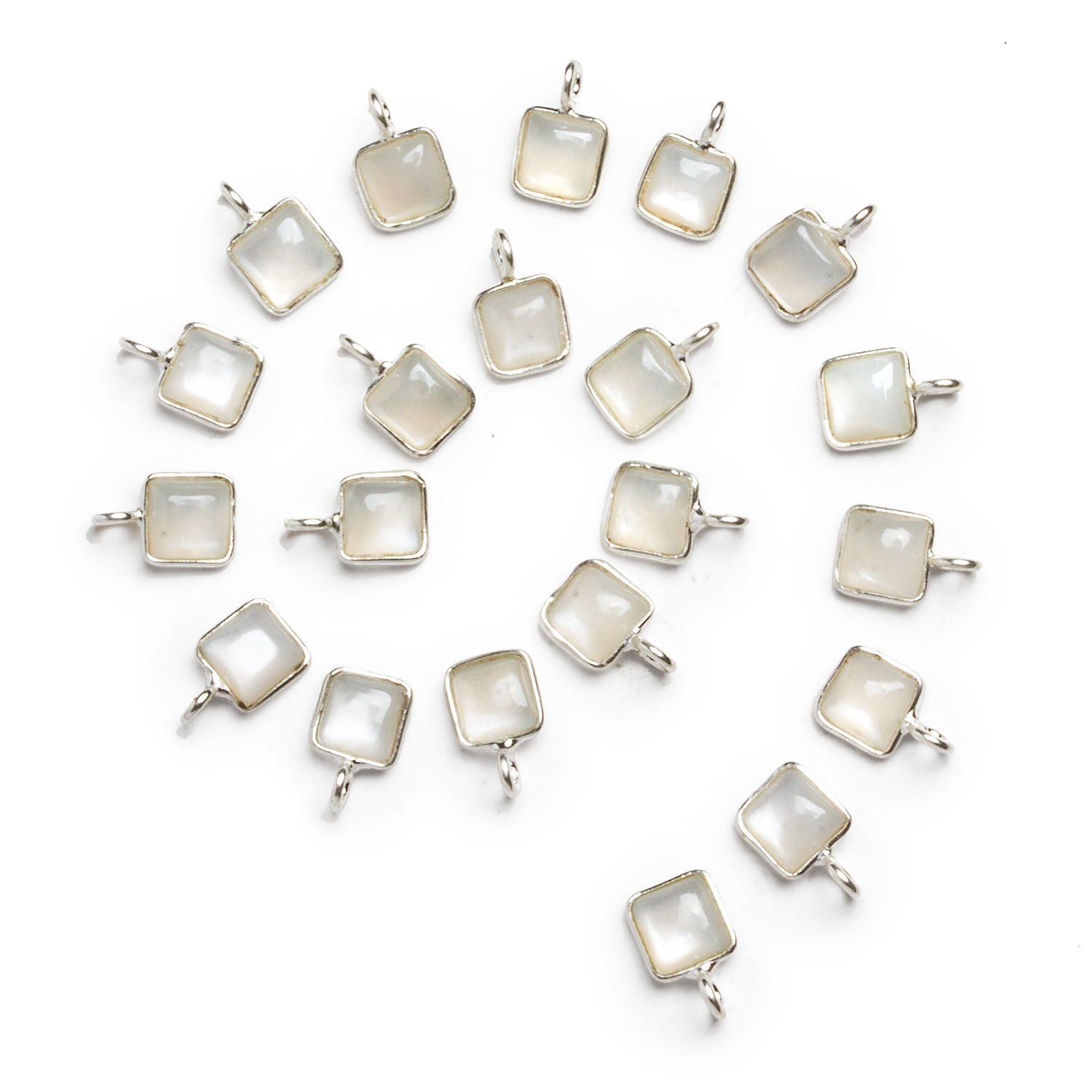 6mm Silver Bezeled Moonstone Cushion Pendant 1 Bead - The Bead Traders